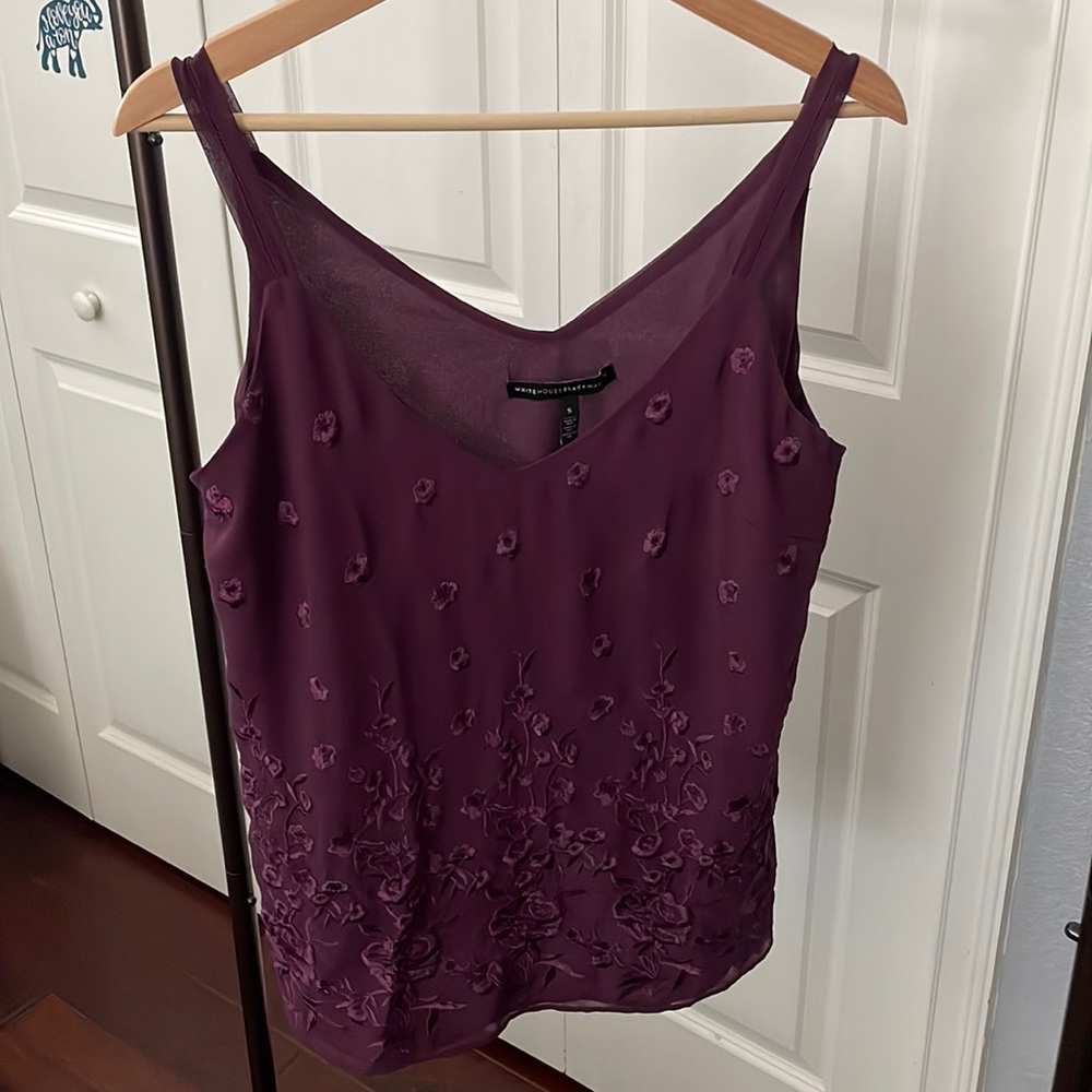 WHBM tank spring embroidery detail front and lower back.